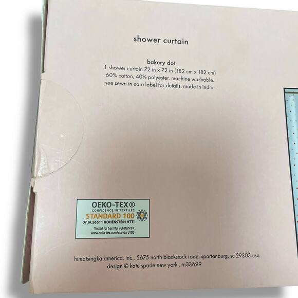 Kate Spade New York Fabric Shower Curtain Pink Yellow Dot 72x72 Modern Bathroom - Picture 8 of 13